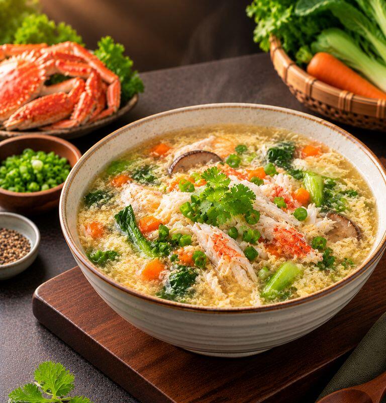 #13. Crab. Egg Drop Soup w/ Vegetables / Súp Cua